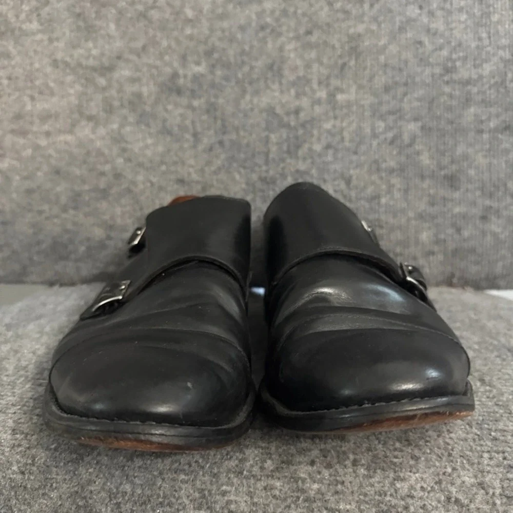 Allen Edmonds St Johns Mens Double Monk Strap Shoes Black Leather Cap Toe 14